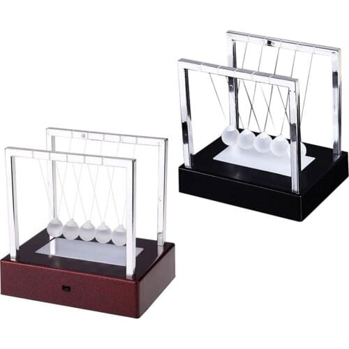 Battery Powered Newtons Cradle Glass Balance Balls Science LED Light Swinging Home Office Accent for Kids Adults Gifts