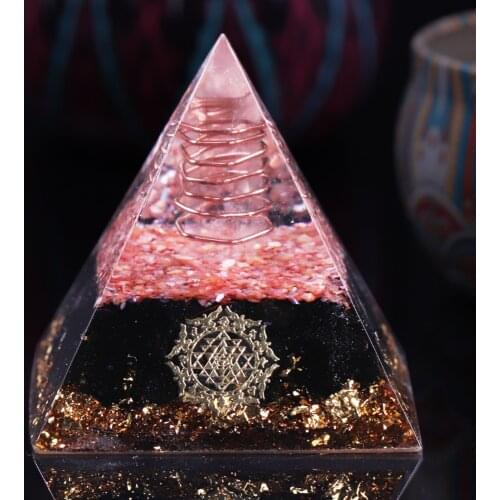 Orgonite Pyramid With Obsidian Stone Energy Healing Chakra Shell Orgone Collection Emf Protection