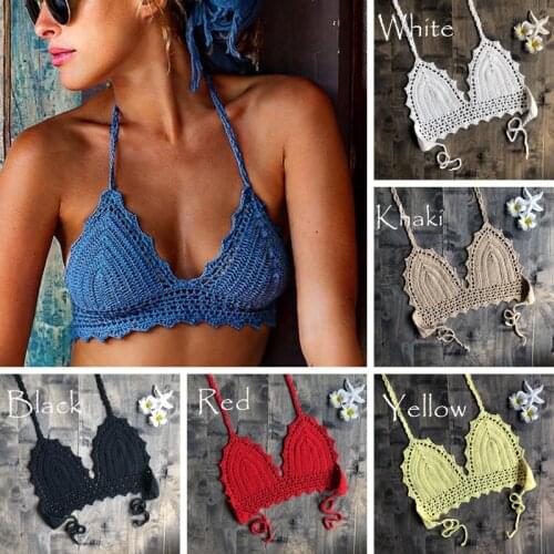 2019 New Beach Crochet Bikini Tops Summer Swimwear Top Honeymoon Hippy Bra Swimming Pools Spas Yacht Surf Bikini