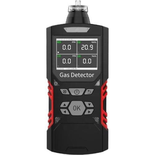 Pulitong Portable Multi 4 Gas Detector Gas monitor Meter with Micro Clip (H2S O2 CO Ex ) for Safety | Color Display | Pump-Type