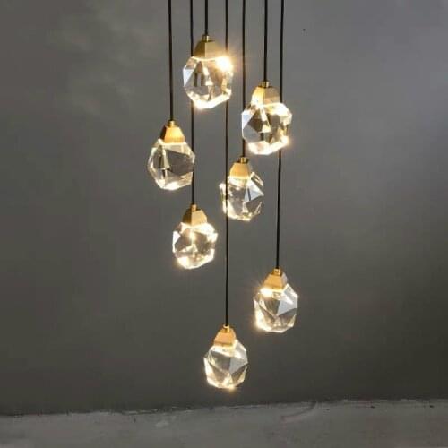 Luxury American RH Led Pendant Lights Lustre Diamond Crystal Led Pendant Lamp Copper Material Indoor Lightign Fixtures Lamparas