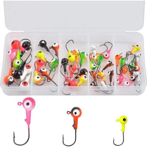45Pcs/Box Fishing Jig Heads Hook Fishing Hooks Round Head Jig Hooks For Soft Worm Bait Lures Freshwater Saltwater Fishing Tackle
