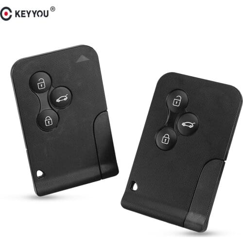 KEYYOU 3 Button Smart Card For Renault Clio Logan Megane 2 3 Koleos Scenic Card Case Black Car Key Fob Shell With Small Key