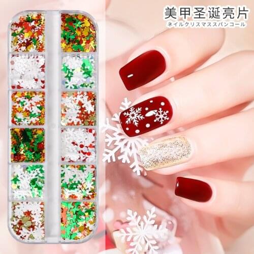 Mix Christmas Snowflake Nail Glitter Xmas Tree Starlights Holo Nails Art Sequins Slices Sticker Decorations Manicure Accessories