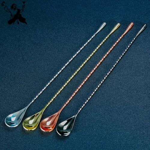 30/40/50CM Stainless Steel Mixing Cocktail Spoon Bar Spoon Spiral Pattern Bar Teadrop Spoon Stir Spoon Bar Tool Bartender Tools