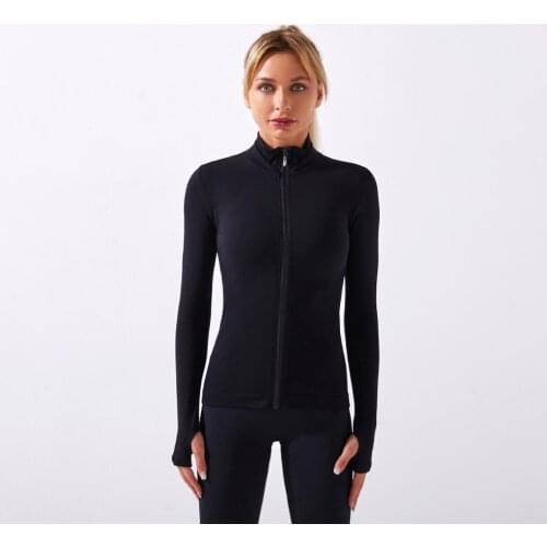 Stylish Women Fitness Coat Compress Tank Top Breathable Sports Jackets Stretchy Sportswear With Zipper