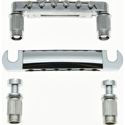 KAISH Chrome/ Black /Gold Electric Guitar Tune-o-matic Bridge and Tailpiece for LP