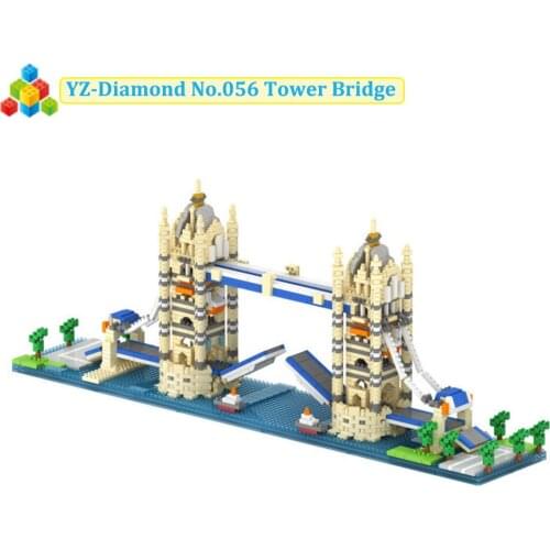 YZ Diamond Bricks World Famous Architecture Model Set Tower Bridge Micro Mini Blocks Building Blocks Set 1833Pcs Toys Gifts