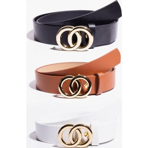 Womens Black 3-Round O-Ring Buckle Belt
