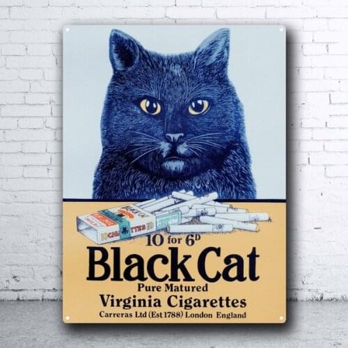 Tin Sign Virginia Cigarettes Black Cat Vintage Metal Tin Sign Retro Tin Plate Sign Wall Art Decor