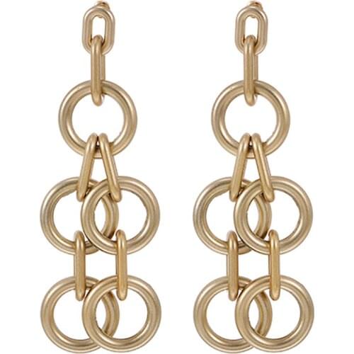 ZHINI New Geometric Circle Cutout Dangle Drop Earrings for Women Exaggerated Personality Punk Long Statement Earring Jewelry