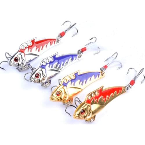1Pcs Metal Isca Artificial 5cm 8g VIB Fishing Lure 3D Eyes Sinking Spoon Bait Hard Crankbait Vibration Wobbler Fishing Tackle