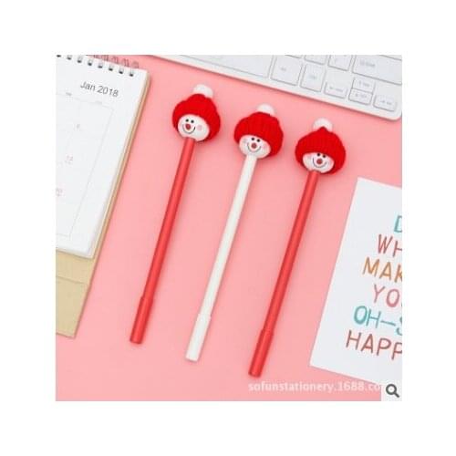 12 PCS/LOT zhongfan student lovely Snowman smiling face stationery 0.5mm fresh pen gel pen