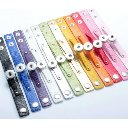 Mix colors 12pcs Hot Leather Bracelet Fit Snap Buttons DIY Fashion Leather Snap Jewelry Bracelets Women Gifts