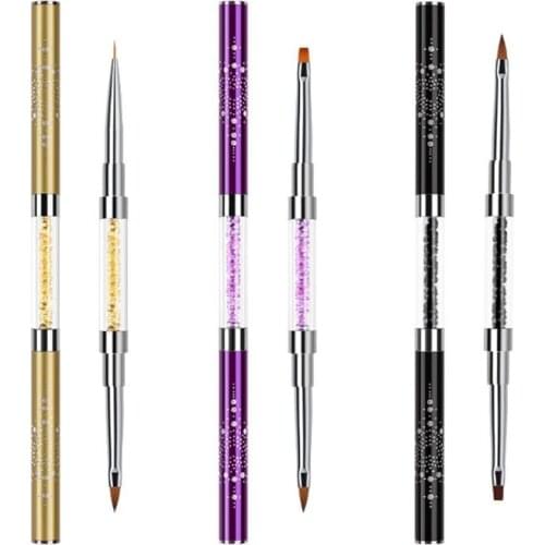2 in 1 Acrylic Nail Brush for 3D Nails Art Design DIY Manicure Pedicure Tips Dual Head Brushes Professional Tools