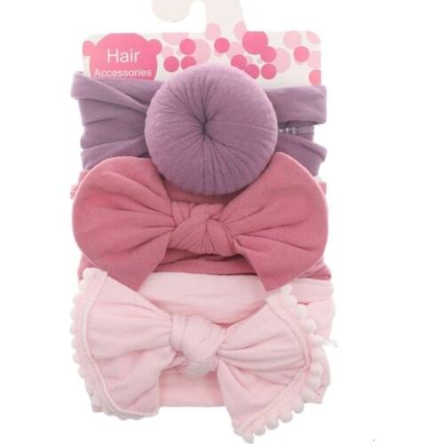 3pcs/Set Nylon Headband Bow Headbands For Kids Girls Hair Girls Turban Hairband