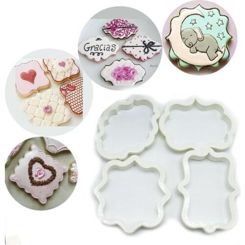 4PCS/Set Fondant Cookie Cuttter Frame Cake Molds Cake Decorating Kitchen Tools Food Grade Plastic Fruit Vegetable Cutters