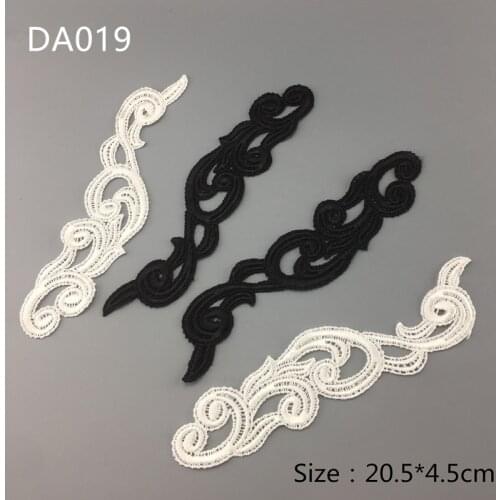 5 Mirror pairs NEW white black Lace Fabric Sewing Wedding Dress Applique Lace patch DA019
