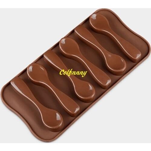 500pcs/lot Fast Shipping DIY Silicone Spoon Shape Chocolate Mold Jelly Ice Baking Spoon Cake Mould Cake Decoration