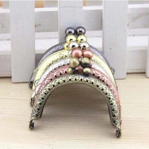 6.5cm High Quality Antique Brass Metal Purse Frames with gourd head knurling Coins Purse Frames DIY Bag Accessories 2pcs