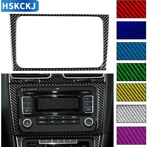 For VW Golf6 MK6 2008 2009 2010 2011 2012 Carbon Fiber Stikcers Central Control CD Panel Button Interiors Car Accessories