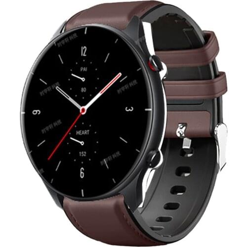 Leather+Silicone Bracelet For Amazfit GTR 47mm Wrist Strap For Xiaomi Amazfit Pace / Stratos 1 2 3 / GTR2 / GTR 2e Watchband