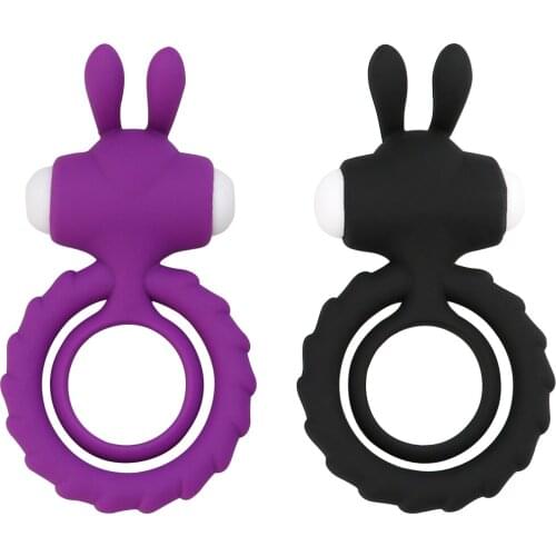 Male Cock Ring Vibrator Silicone Dual Vibrating Dick Penis Ring Adult Sex Toys for Men Couples Enhancing Harder Erection