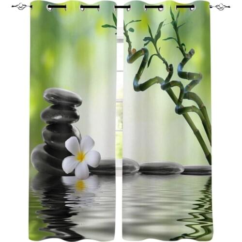 Orchid Stones Bamboo Zen Window Interior Curtain Valance Door Room Drape for Kitchen Living Room Bedroom Decoration Curtains
