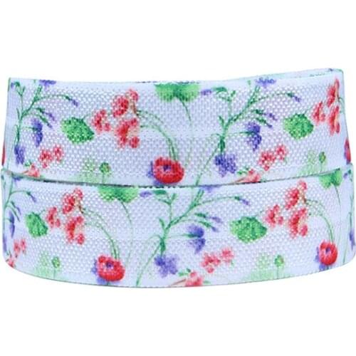 FLRA ElasticNew watercolor purple floral fold over elastic ribbons for headband and hair ties