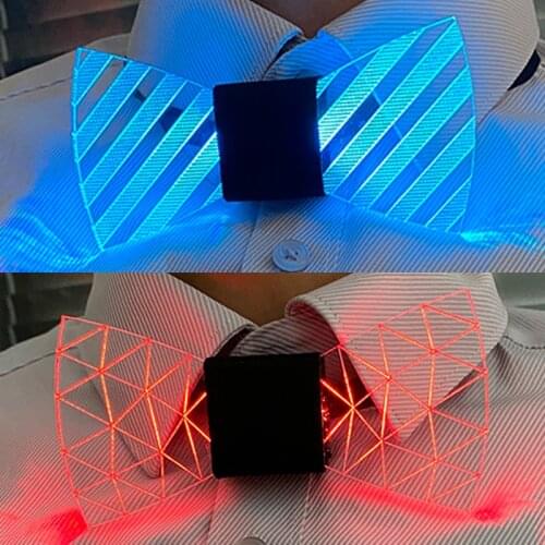 New Fashion Men LED Necktie Bowtie Flashing Light up LED Bow Tie Men Necktie Wedding Glow Party Supplies Luminous Bow Tie