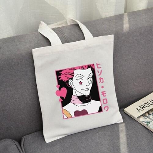 Anime Shoulder Canvas Bags Large Capacity College Harajuku Handbag Women Shopping Bag Unisex Foldable Reusable Bags Men Ladies