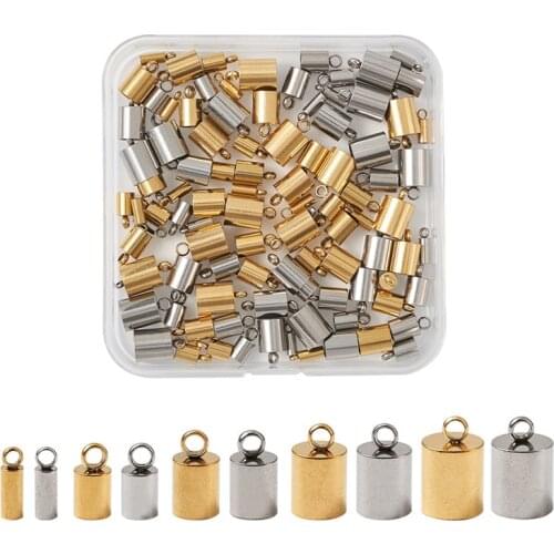 Pandahall 100pcs/box 304 Stainless Steel Cord Ends Connector for Jewelry Making DIY Bracelect Necklace Accessories Findings