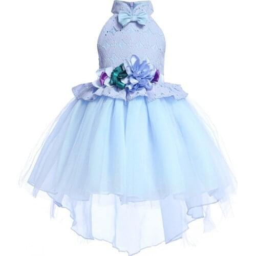Girls High-end Drag-tail Lace Beauty Ball Dress Fashion Elegant Flower Girl Princess Host Wedding Bridesmaid Banquet Dress