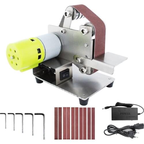 Belt Sander Electric Sanding Polishing Grinding Machine 7 Variable Speed with 10 Sanding Belts for Polishing Wood Acrylic Metal