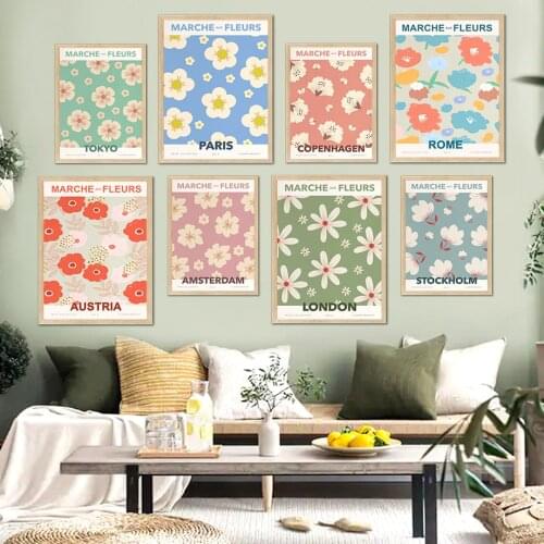 Minimalist Flower Market Daisy Abstract Wall Art Canvas Painting Nordic Posters And Prints Wall Pictures For Living Room Decor