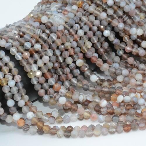 Natural Botswana Agate Faceted Round Beads 4mm