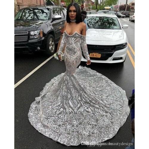 New Long Sleeve Sweetheart Mermaid Prom Dresses Sequins Lace dresses woman party night Party Gown vestidos de fiesta de noche