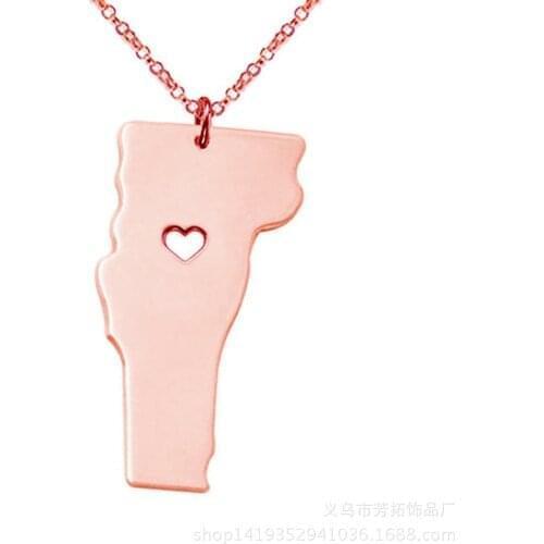Popular in Europe and The United States, vermont map necklace stainless steel pendant necklace