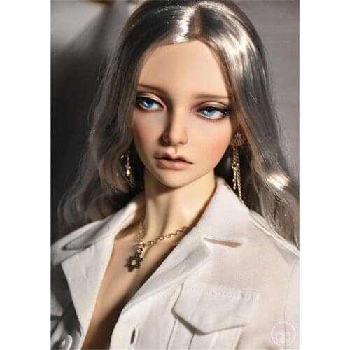 BJD doll wig is suitable for 1/3, 1/4, 1/6 size milk silk yi Lui ancient style parting long curly hair grey and black doll acces