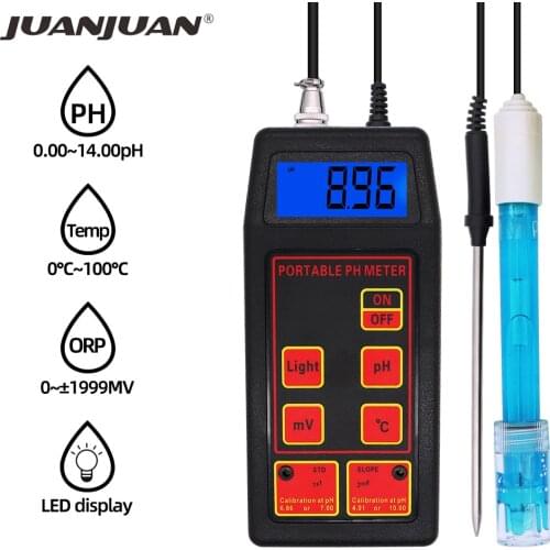 PH-8424 pH/ORP/TEMP Meter 3 in 1Waterproof Portable pH With mV feature with PH electrode Digital Tri-Meter Multiparameter 40%off