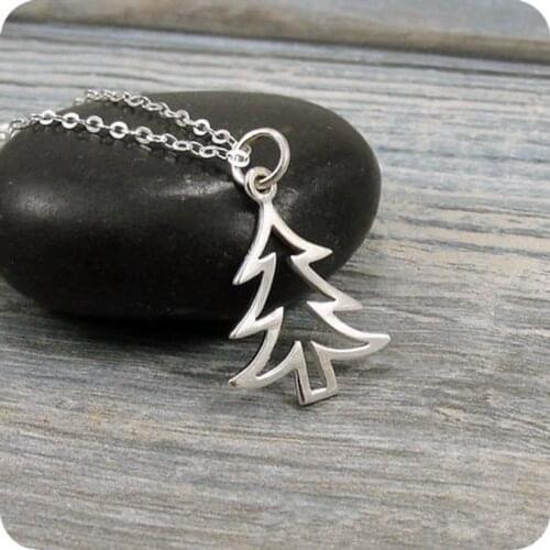 10PCS Simple Christmas Tree Necklace Tiny Pine Tree Necklace Life Family Acorn Oak Tree Leaf Necklaces Cute Island Plant Gifts