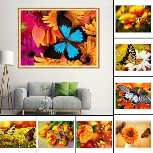 Sale DIY 5D Diamond Painting Full Square Butterfly Flowers Cross Stitch Kit Embroidery Mosaic Art Picture of Rhinestones Decor