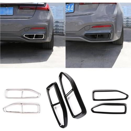 Stainless Steel Car Tail Muffler Exhaust Pipe Output Decoration Cover Trim For BMW 7 Series G11 G12 2019-20 Exterior Accessories