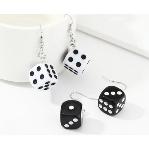 1Pair Creative Funny Dice Eardrops Charm Female Fashion Earrings 2020 Jewelry for Women Vintage Drop Earring E398
