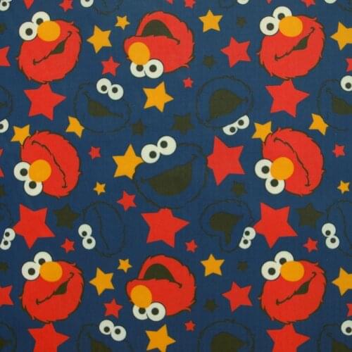 1 yard Polyester/PVC coated Waterproof Fabric for bag,-- Cartoon and Stars on Deep Navy Blue background (width=140cm)