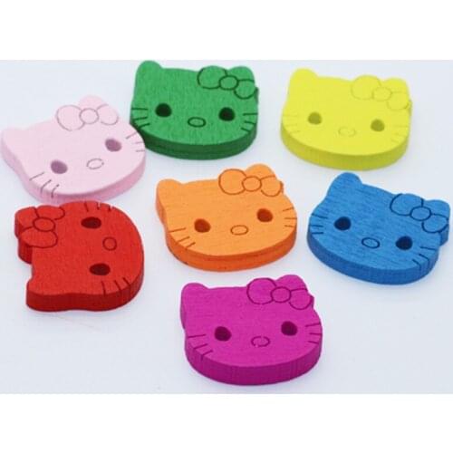 100pcs/lot Mixed Cute Girl Wooden Buttons Craft And Scrapbooking 20mm x 20mm Sewing Accessories Wood Craft MS 003