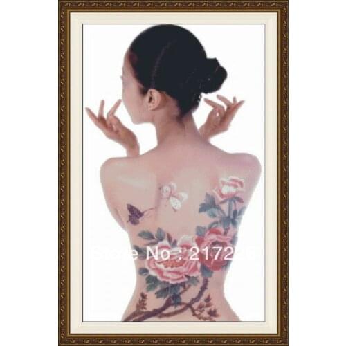 14CT Large Cross Stitches Set Tattoo Woman Girl 63*99cm FREE shipping CS-035WM-A
