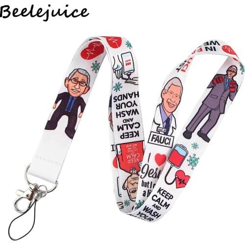 24pcs Fauci Neck Strap Lanyard keychain Mobile Phone Strap ID Badge Holder Rope Key Chain Keyrings Accessories webbings ribbon