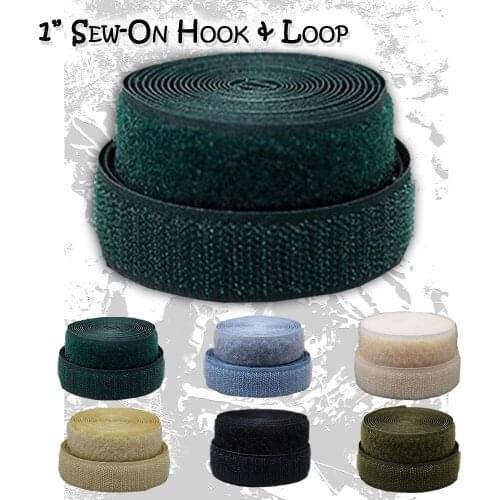 4 pair yards pack 1 inch SEW-ON HOOK and LOOP TAPE for uniform gear repair 6 colors DIY fastener sewing and repairs