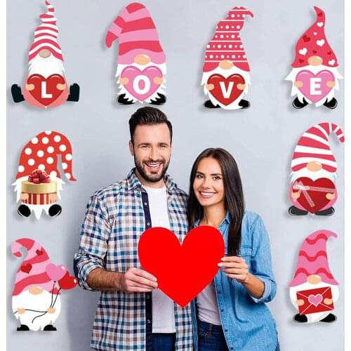 8PCS Valentines Day Decorations Garden Lawn Yard Sign Landscape Doll Decor Gift Valentines Day Dwarf Garden Decoration Sign